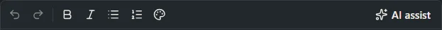 The block editor toolbar with the AI assist button at its right end.