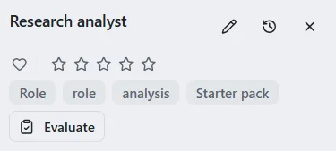 A block’s pane with an Evaluate button.