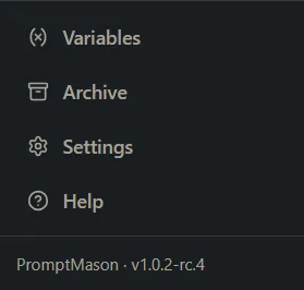 The bottom of the sidebar showing the Settings and Help buttons and the version line.